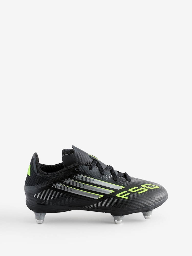 adidas Black/Grey Kids F50 League Soft Ground Boots - Image 1 of 1 adidas Black/Grey Kids F50 League Soft Ground Boots - Image 1 of 1