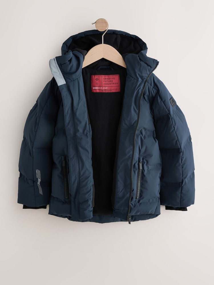 Navy Shower Resistant Microfleece Lined Padded Coat (3-17yrs) - Image 2 of 6