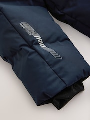 Navy Shower Resistant Microfleece Lined Padded Coat (3-17yrs) - Image 6 of 6