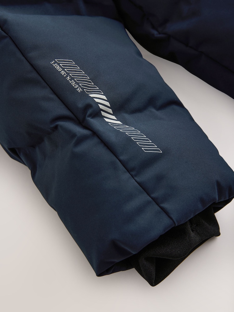 Navy Shower Resistant Microfleece Lined Padded Coat (3-17yrs) - Image 6 of 6