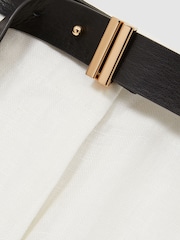 Reiss White Analise Linen Belted Wide-Leg Trousers - Image 6 of 6