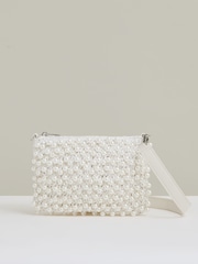Reiss White Dani Faux-Pearl Raffia Shoulder Bag - Image 2 of 6