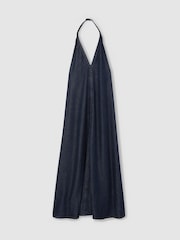 Reiss Rachel Denim Halterneck Maxi Dress - Imagen 2 de 6