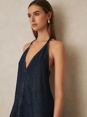 Reiss Rachel Denim Halterneck Maxi Dress - Imagen 3 de 6