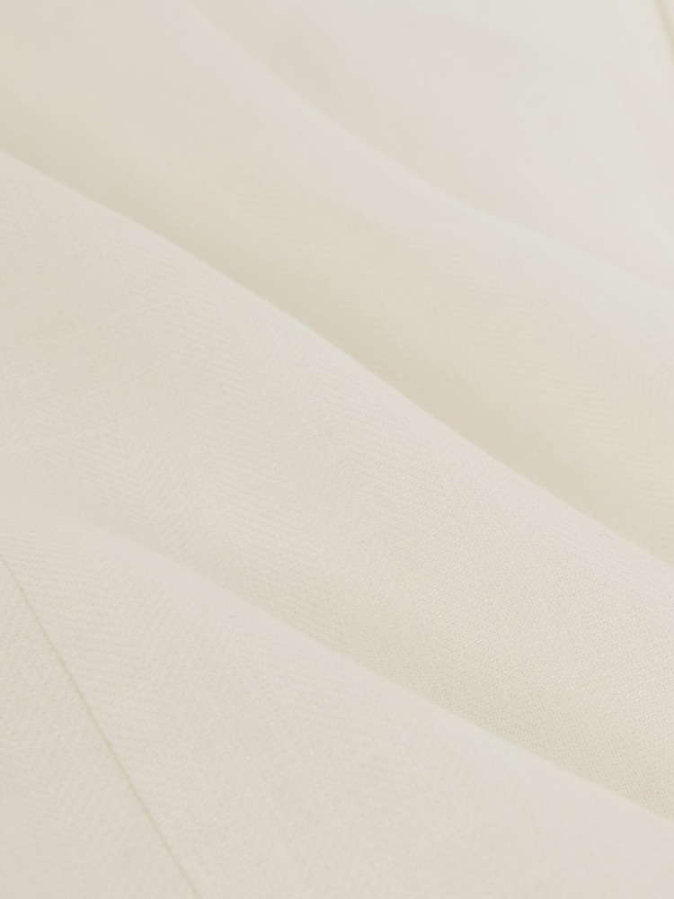 Reiss White Park Linen Double-Breasted Suit Blazer Slim-Fit in Herringbone - Image 8 of 8