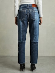 Reiss Mid Blue Birch Petite Straight-Leg Patchwork Jeans - Image 5 of 8