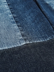 Reiss Mid Blue Birch Petite Straight-Leg Patchwork Jeans - Image 7 of 8