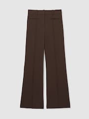 Reiss Chocolate Brown Claude High Rise Flared Trousers - Image 2 of 6