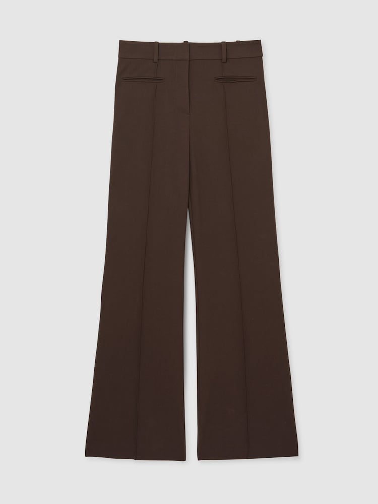 Reiss Chocolate Brown Claude High Rise Flared Trousers - Image 2 of 6