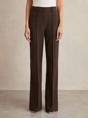 Reiss Chocolate Brown Claude High Rise Flared Trousers - Image 3 of 6
