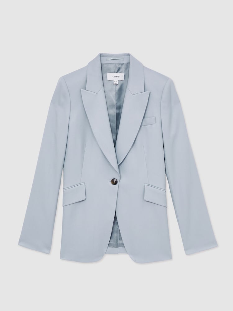 Reiss Blue Millie Single-Breasted Peak-Lapel Tailored Blazer - Image 3 of 7