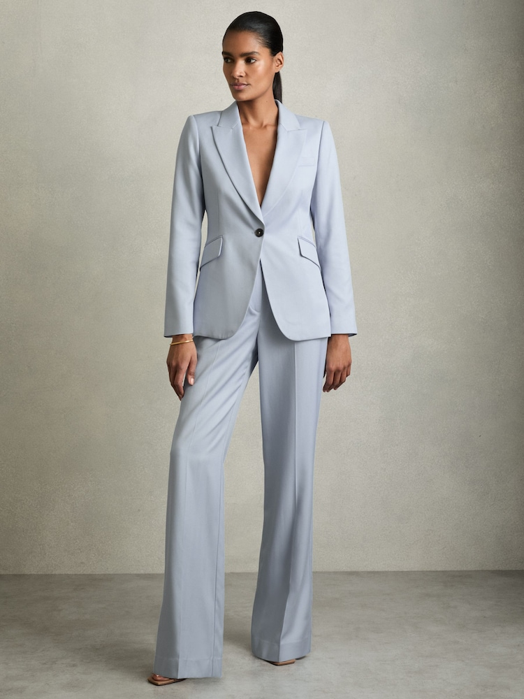 Reiss Blue Millie Single-Breasted Peak-Lapel Tailored Blazer - Image 4 of 7
