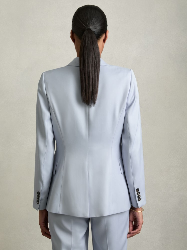 Reiss Blue Millie Single-Breasted Peak-Lapel Tailored Blazer - Image 6 of 7