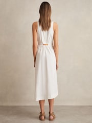 Reiss Ivory Brianne Poplin Belted Split Midi Dress - Image 4 of 5