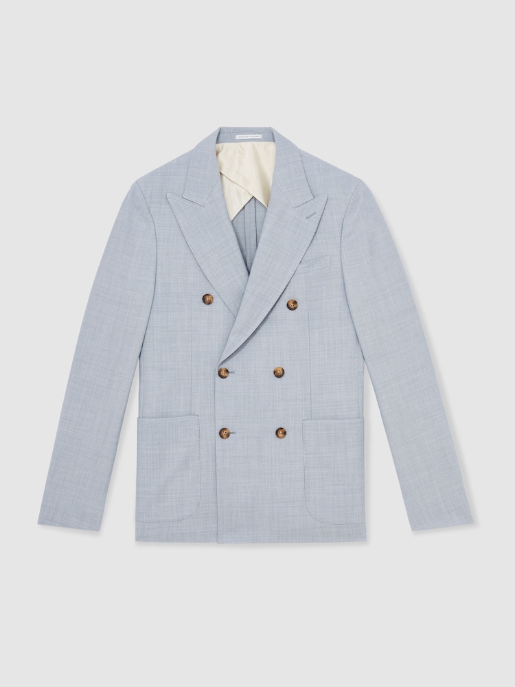 Zartblau - Reiss Belmont Db Double-Breasted Textured Suit Blazer With Wool Slim-Fit - Bild 2 von 10 Zartblau - Reiss Belmont Db Double-Breasted Textured Suit Blazer With Wool Slim-Fit - Bild 2 von 10