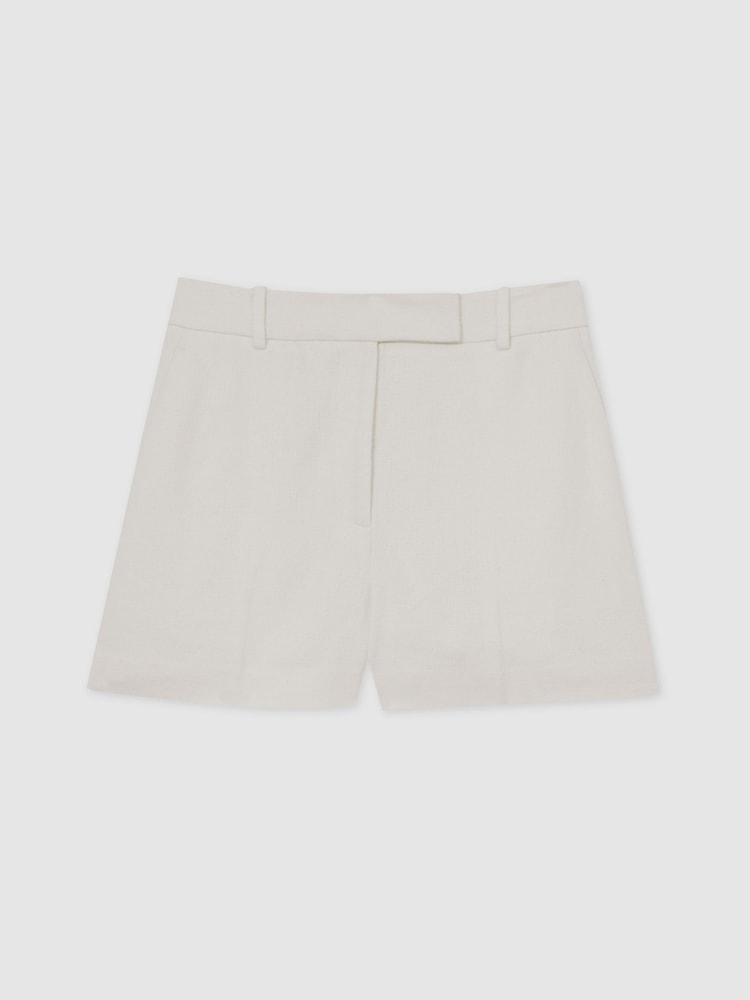 Reiss White Devon Linen-Blend Tailored Shorts - Image 2 of 7