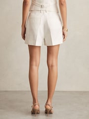 Reiss White Devon Linen-Blend Tailored Shorts - Image 5 of 7