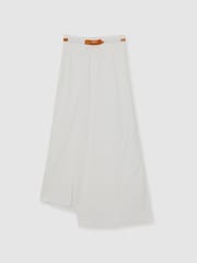 Reiss Ivory Niara Poplin Belted Split Midi Skirt - Image 2 of 5