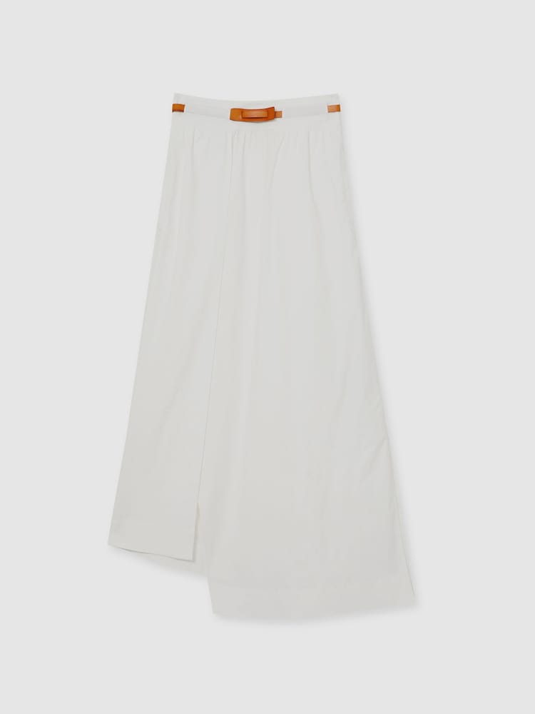 Reiss Ivory Niara Poplin Belted Split Midi Skirt - Image 2 of 5