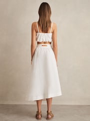 Reiss Ivory Niara Poplin Belted Split Midi Skirt - Image 4 of 5
