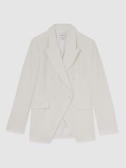 Reiss White Devon Linen-Blend Double-Breasted Suit Jacket - Image 2 of 9