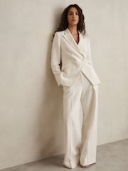Reiss White Devon Linen-Blend Double-Breasted Suit Jacket - Image 3 of 9