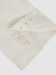 Reiss White Devon Linen-Blend Double-Breasted Suit Jacket - Image 8 of 9