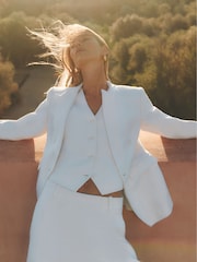 Reiss White Devon Linen-Blend Button-Through Waistcoat - Image 1 of 7