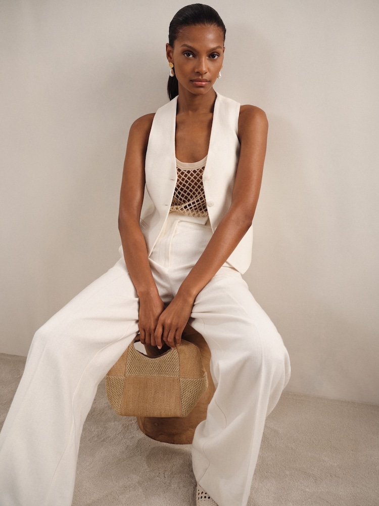 Reiss Devon Weste aus Leinenmischung mit Knopfleiste - Image 3 of 7