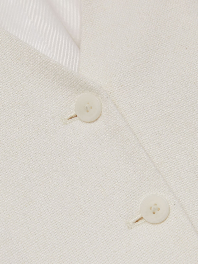 Reiss White Devon Linen-Blend Button-Through Waistcoat - Image 7 of 7