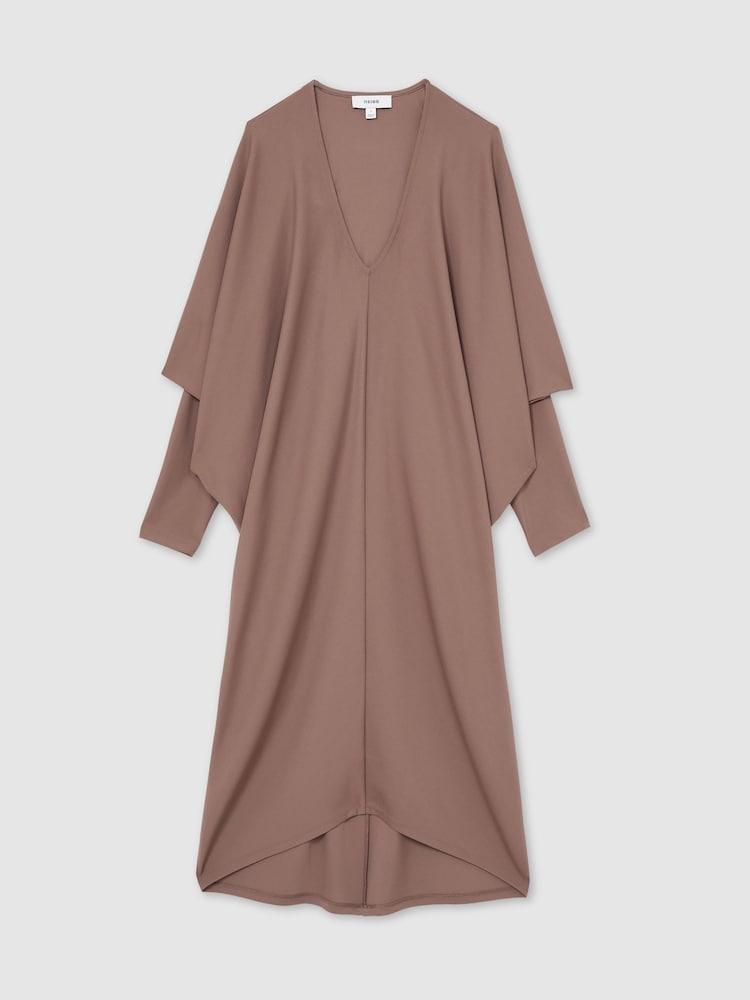 Reiss Mink Gracie Draped Jersey Midi Dress - Image 2 of 5