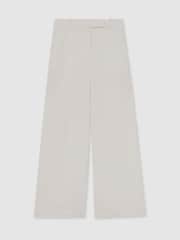 Reiss White Devon Linen-Blend Wide-Leg Trousers - Image 2 of 7