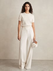 Reiss White Devon Linen-Blend Wide-Leg Trousers - Image 3 of 7