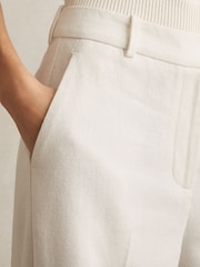 Reiss White Devon Linen-Blend Wide-Leg Trousers - Image 5 of 7