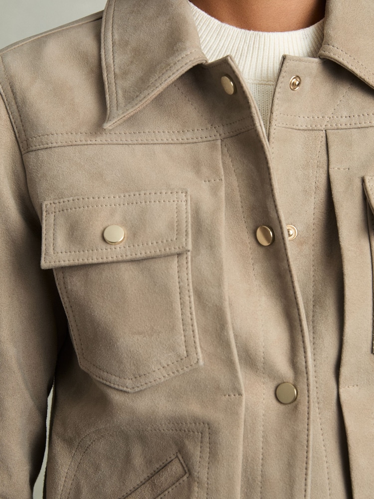 Reiss Conor Suede Trucker Jacket - Image 4 of 7
