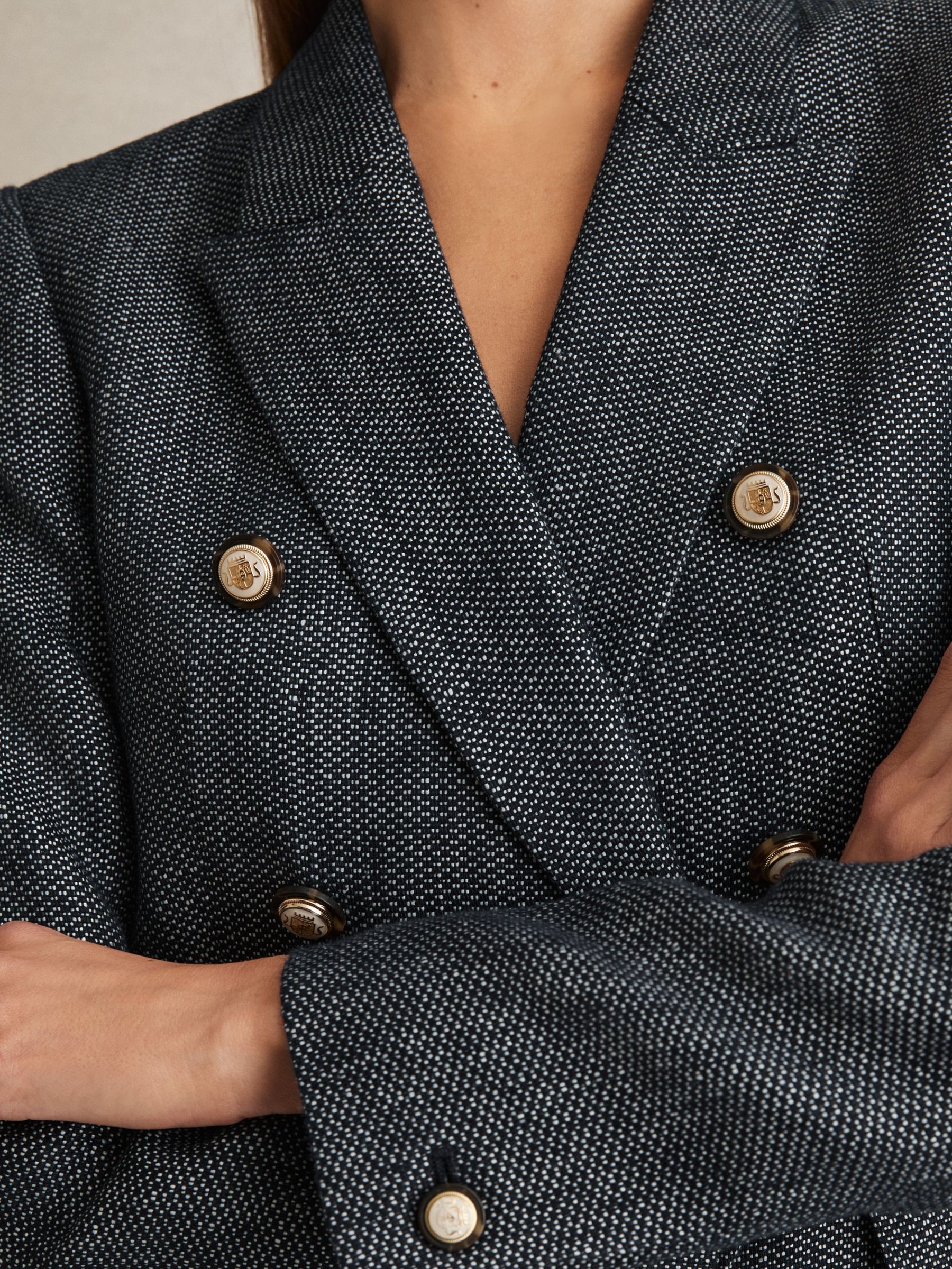 【海外限定】REISSブレザー☆Baker Linen Cotton Double-Breaste Buy Reiss Navy Baker Linen-Cotton Double-Breasted Blazer