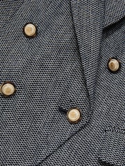 Reiss Navy Baker Linen-Cotton Double-Breasted Blazer - Image 6 of 6