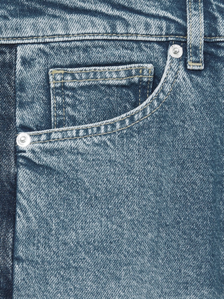 Reiss Light Blue Briar Wide-Leg Contrast-Panel Jeans - Image 7 of 7