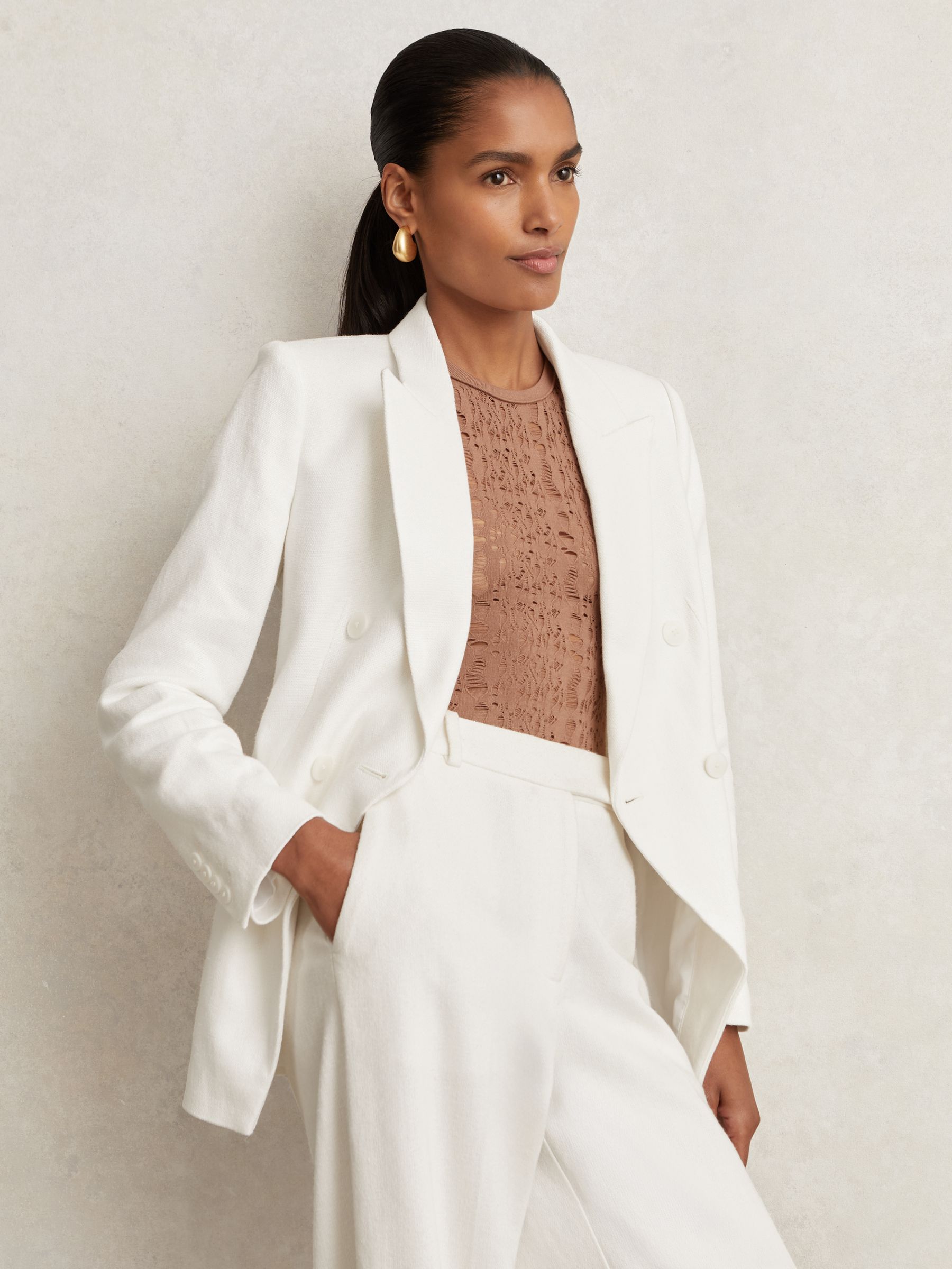 【海外限定】REISSジャケット☆Devon Linen-Blend Double-Breast Buy Reiss White Devon Linen-Blend Double-Breasted Suit