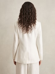Reiss White Devon Petite Linen-Blend Double-Breasted Suit Jacket - Image 4 of 11