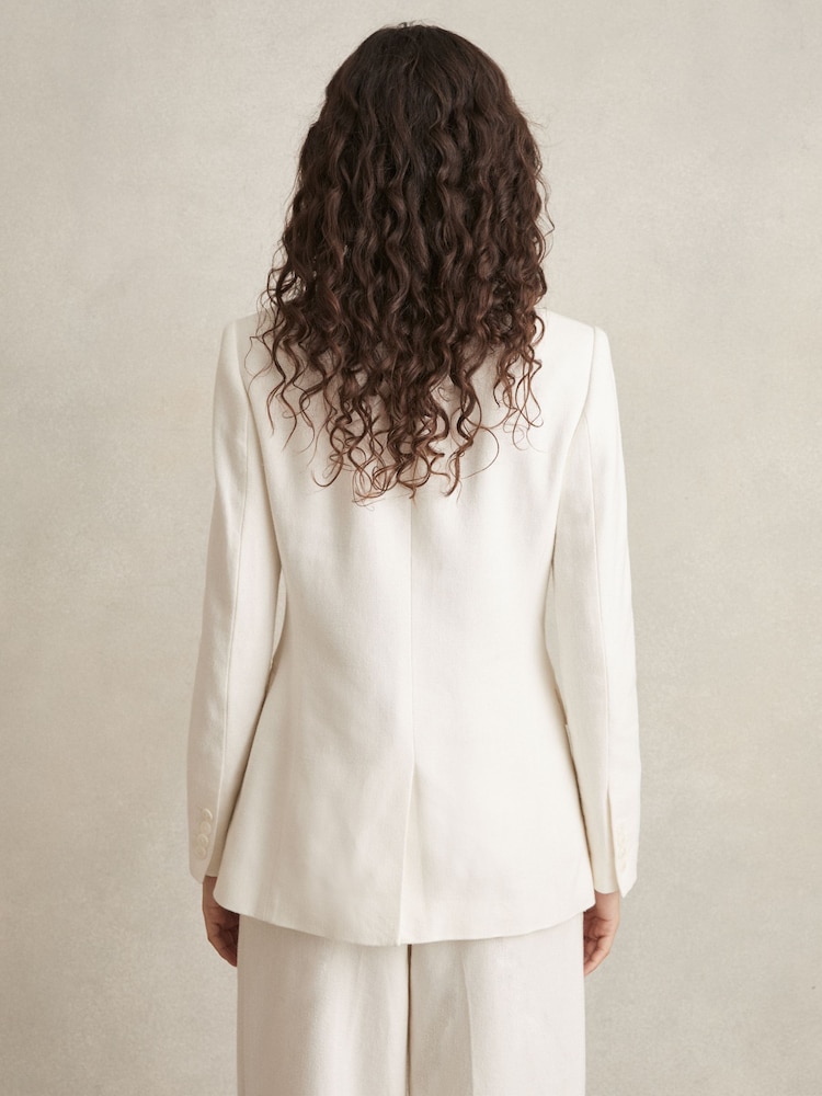 Weiß - Reiss – Devon – zweireihige Anzugjacke aus Leinenmischung - Image 5 of 11