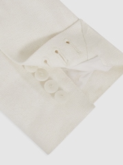 Reiss White Devon Petite Linen-Blend Double-Breasted Suit Jacket - Image 9 of 11