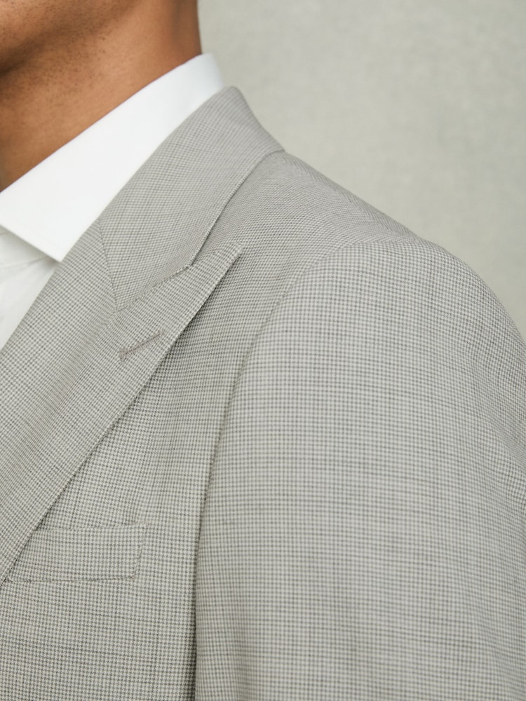 Reiss Slice Single-Breasted Check Suit Blazer Slim-Fit - Image 5 of 9