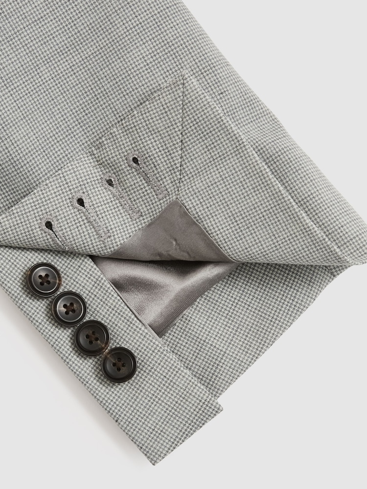 Reiss Slice Single-Breasted Check Suit Blazer Slim-Fit - Image 7 of 9