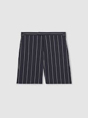 Reiss Navy Vine Striped Side-Adjuster Shorts - Image 2 of 6