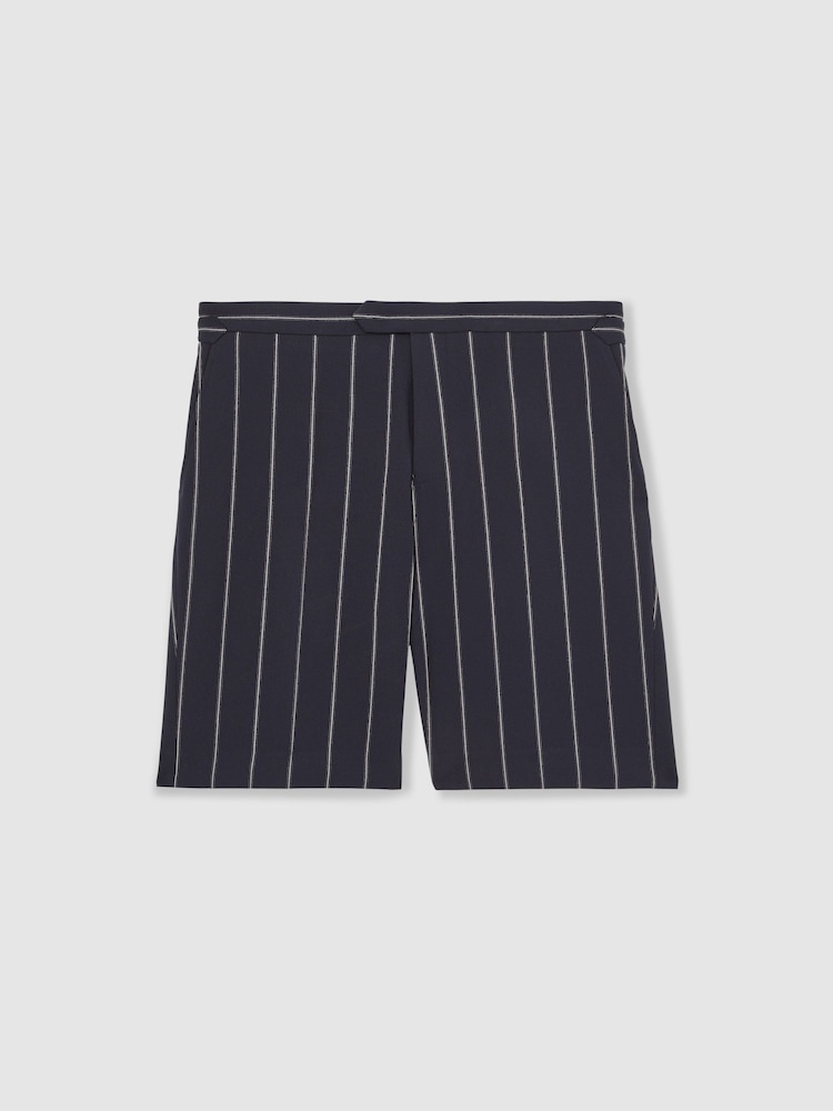 Reiss Navy Vine Striped Side-Adjuster Shorts - Image 2 of 6