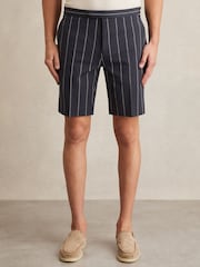 Reiss Navy Vine Striped Side-Adjuster Shorts - Image 3 of 6