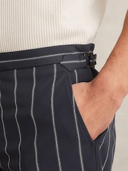 Reiss Navy Vine Striped Side-Adjuster Shorts - Image 4 of 6