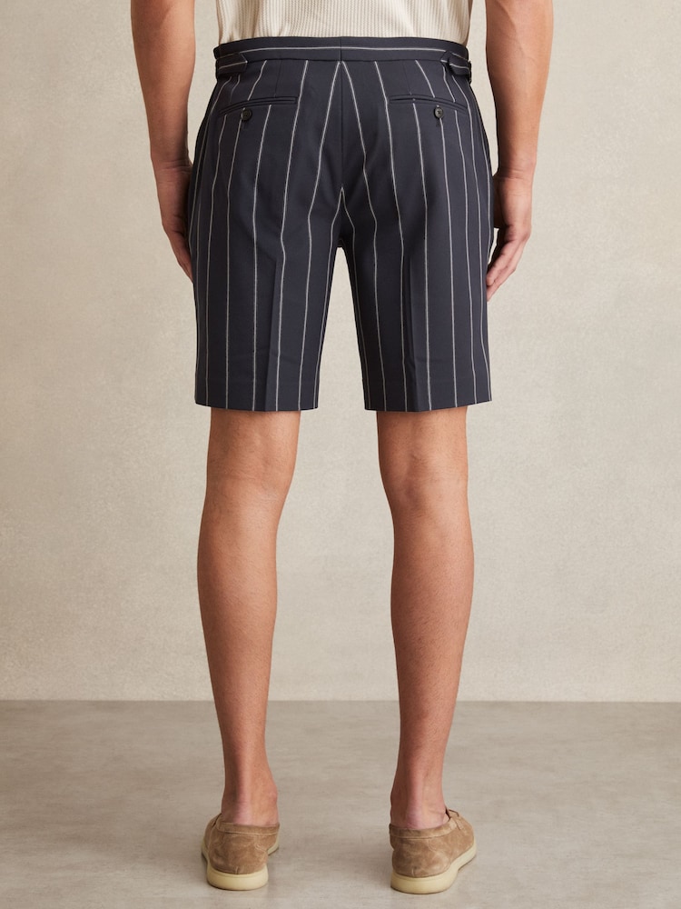 Reiss Navy Vine Striped Side-Adjuster Shorts - Image 5 of 6