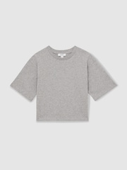 Reiss Grey Marl Cassy Oversized Cotton Crew-Neck T-Shirt - Image 2 of 4